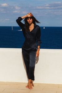 Scarlett Silk Pant - Midnight Navy