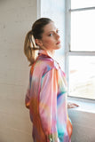 Daria French Cuff Silk Blouse - Pink Prism