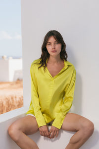 Daria French Cuff Silk Blouse - Tennis