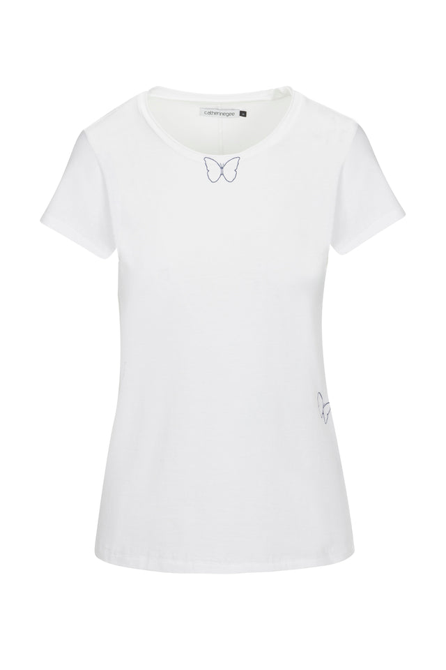 Embroidered Cotton T-Shirt - Butterfly