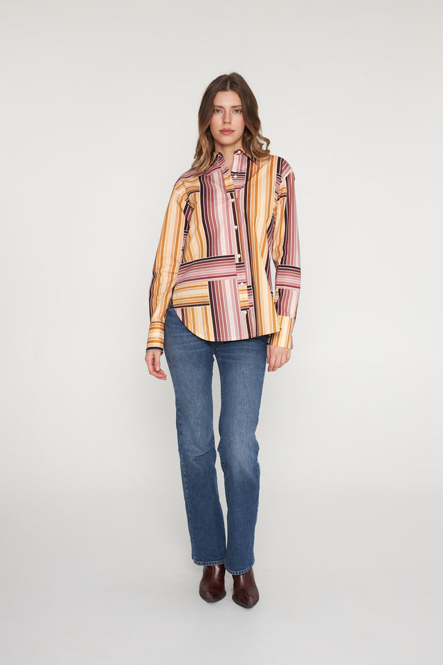 Eli Boyfriend Blouse - Bardot Stripe