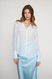 Daria French Cuff Silk Blouse - Sky Blue Snake
