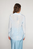 Daria French Cuff Silk Blouse - Sky Blue Snake