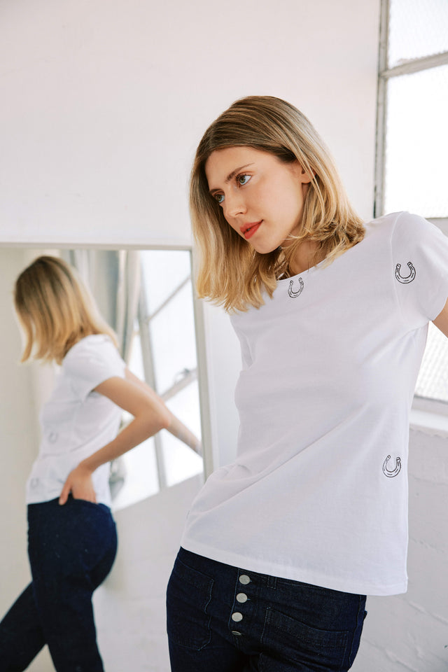 Embroidered Cotton T-Shirt - Horseshoe