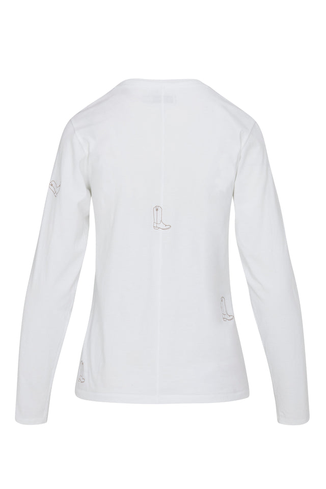 Embroidered Cotton T-Shirt Long Sleeve - Boot