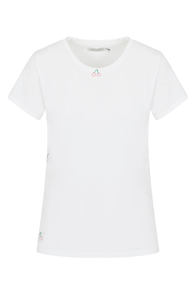 Embroidered Cotton T-Shirt - Cherry