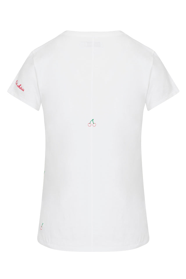 Embroidered Cotton T-Shirt - Cherry