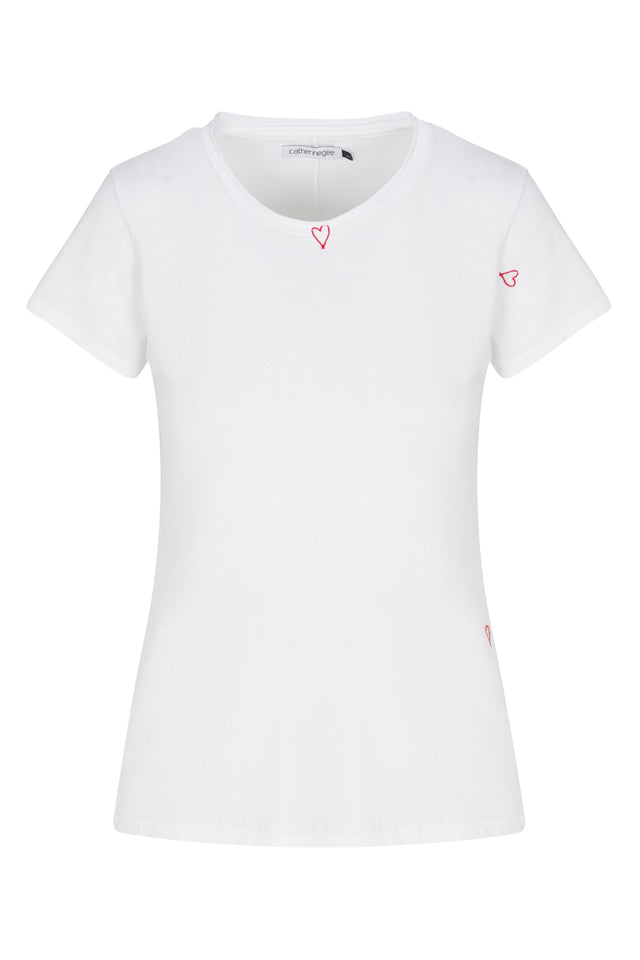 Embroidered Cotton T-Shirt - Red Heart