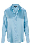 Daria French Cuff Silk Blouse - Sky Blue