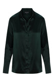 Daria French Cuff Silk Blouse - Forrest Green