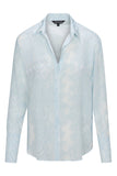 Daria French Cuff Silk Blouse - Sky Blue Snake