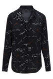 Daria French Cuff Silk Blouse - Black Passion Print