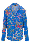 Daria French Cuff Silk Blouse - Blue Belt