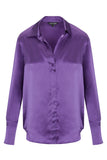 Daria French Cuff Silk Blouse - Purple