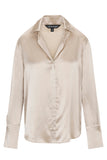 Daria French Cuff Silk Blouse - Oat Milk