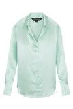 Daria French Cuff Silk Blouse - Sea Moss