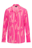 Daria French Cuff Silk Blouse - Pink Deco