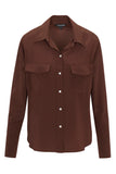 Kaia Button Down Blouse - Chocolate
