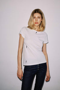 Embroidered Cotton T-Shirt - White Bolt