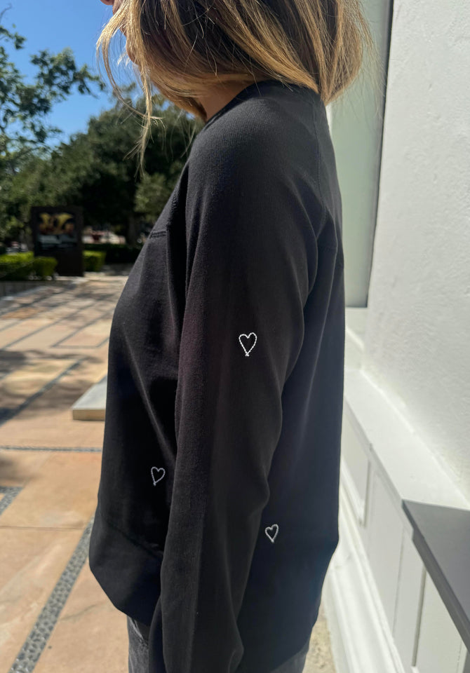 Embroidered Sweatshirt - Black Heart