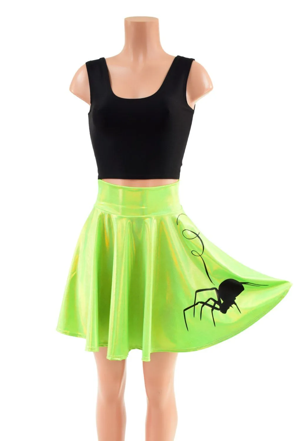 19" Lime Green Holographic Spider Skirt