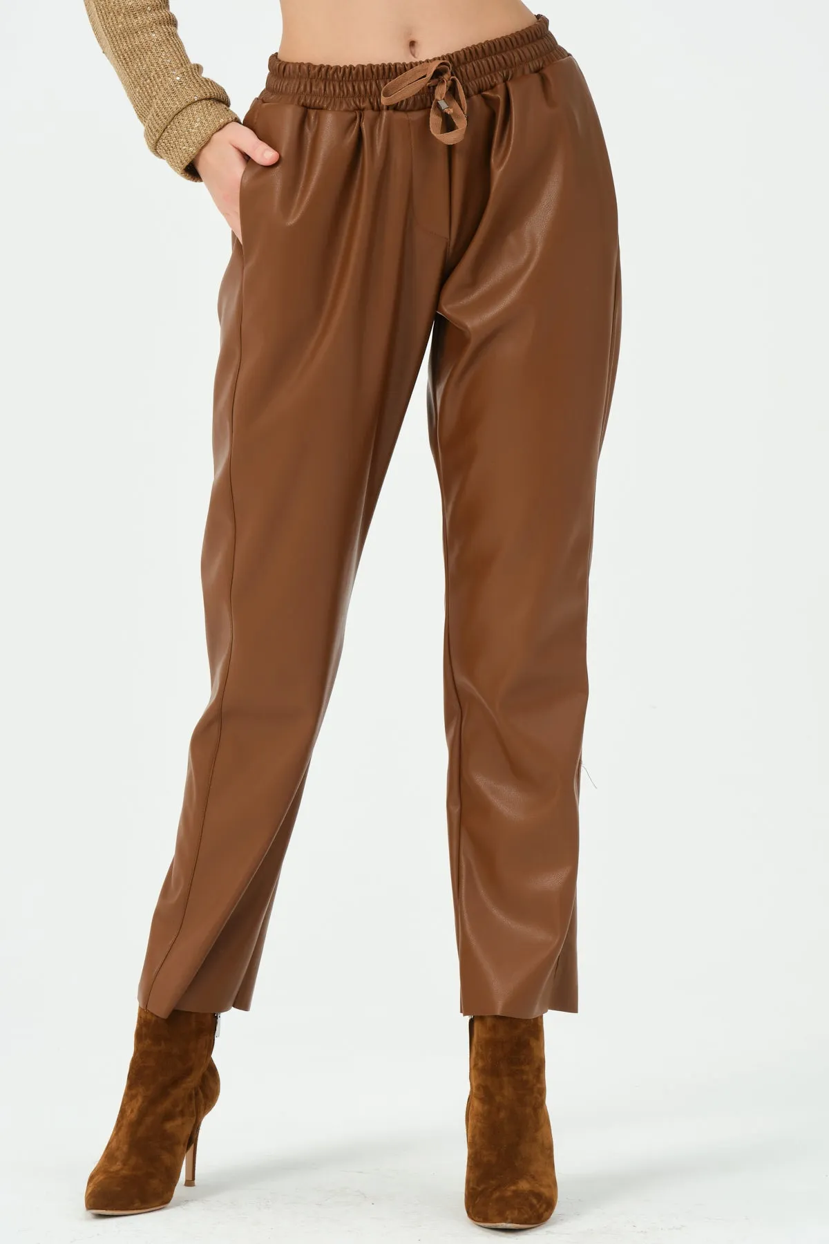 218-Angel Short Leg  Pants Brown