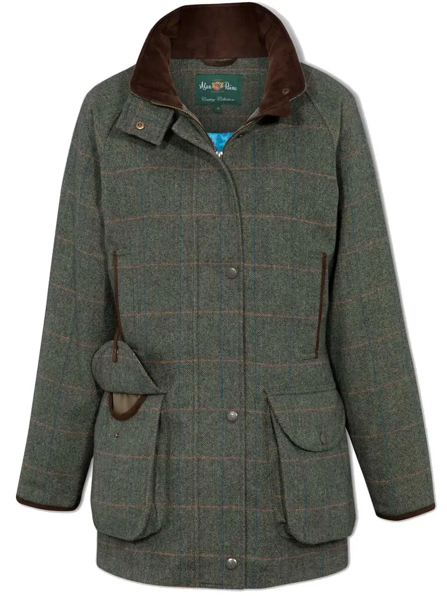 ALAN PAINE Combrook Tweed Shooting Coat - Ladies Tweed - Spruce