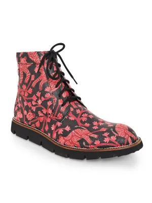 Bhil Art Red & Black Boots