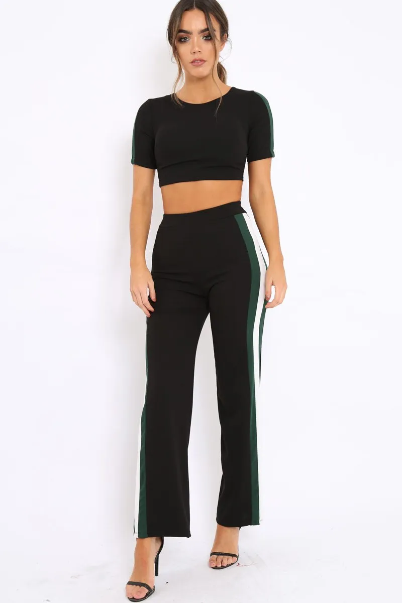 Black with Green and White Side Stripe Co-ord - Michelle