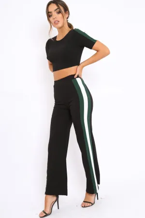 Black with Green and White Side Stripe Co-ord - Michelle