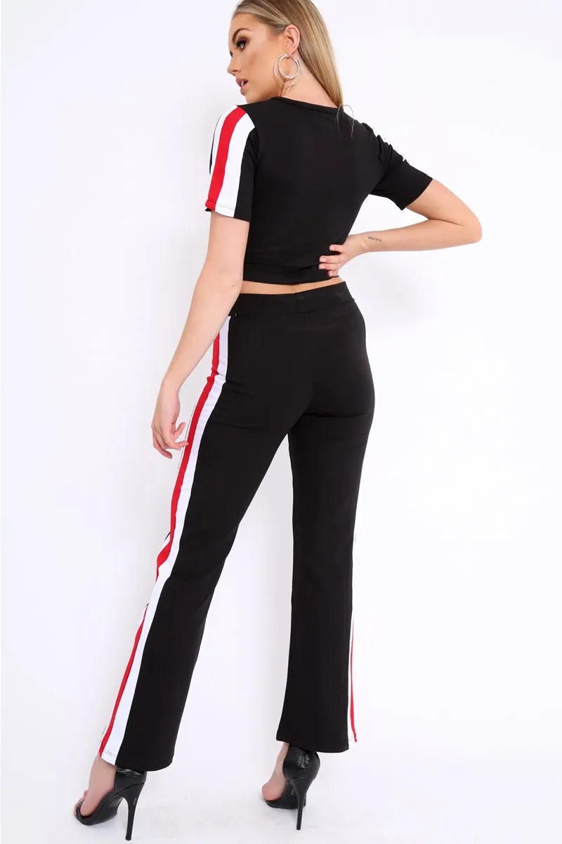 Black with Red and White Side Stripe Co-ord - Farris