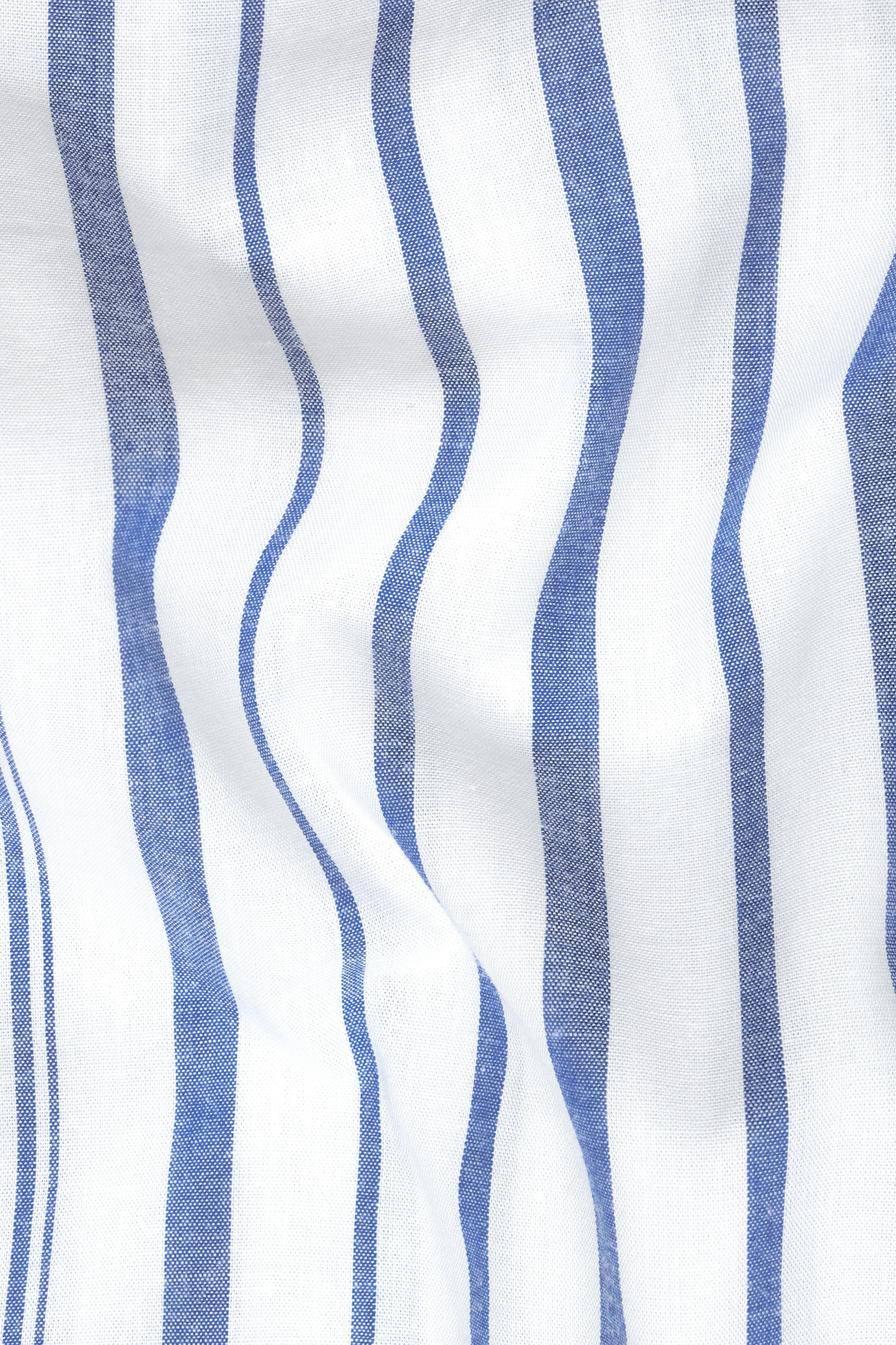 Blue Bayoux and White Striped Poplin Giza Cotton Shirt