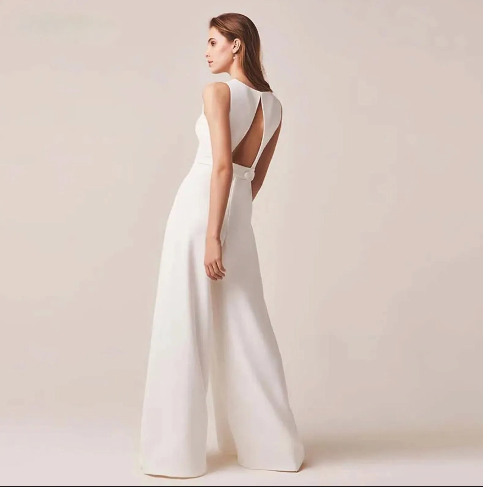 Boho Jumpsuit Simple Wedding Dress Wide Leg Pants Suit