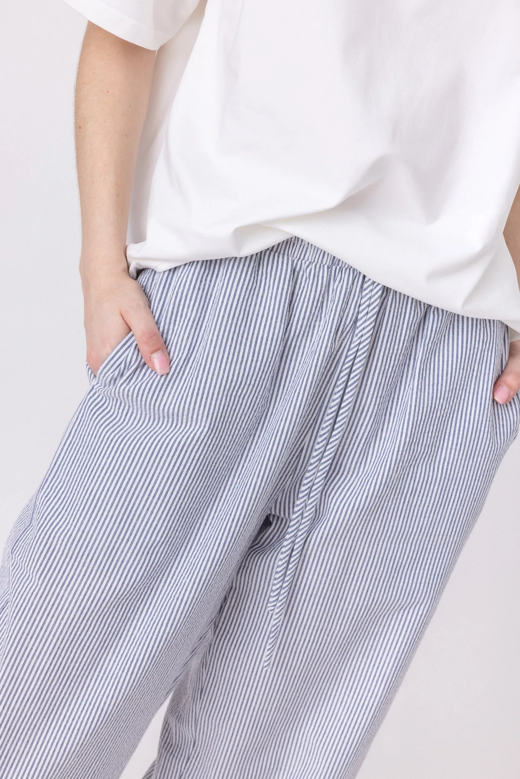 BOTEGO Pants Navy Stripe