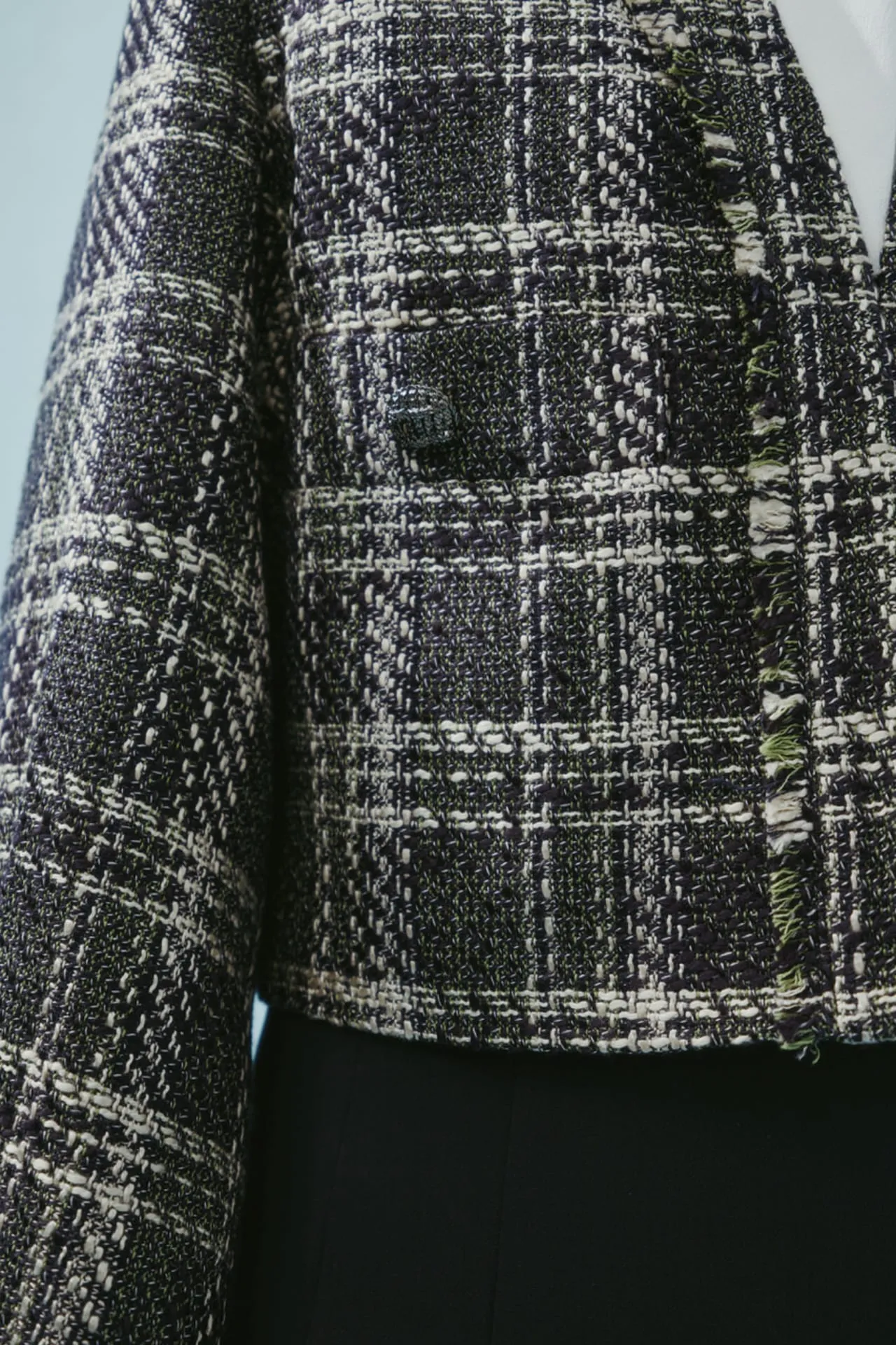 Cropped Check Tweed Jacket