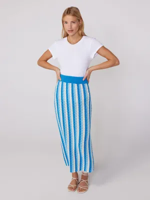 Delphine Blue Stripe Knit Midi Skirt