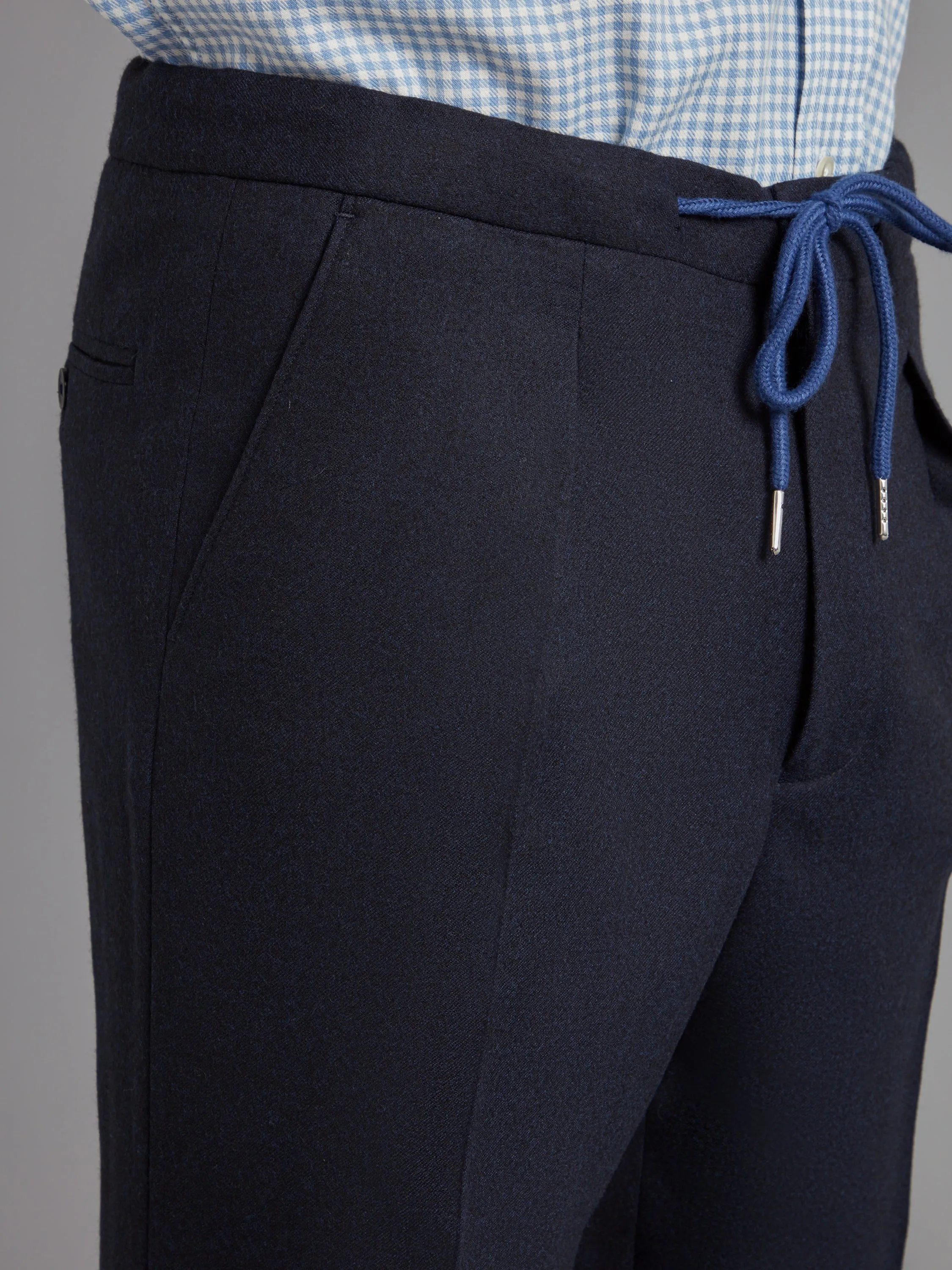 Drawcord Pants - Navy Drago Flannel