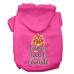 Family, Food, And Football Screen Print Dog Hoodie Bright Pink L