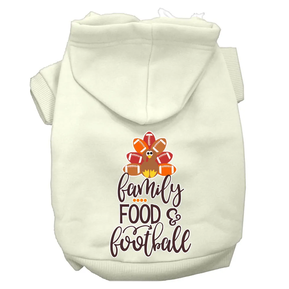 Family, Food, And Football Screen Print Dog Hoodie Cream L