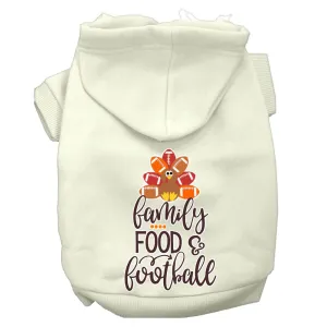 Family, Food, And Football Screen Print Dog Hoodie Cream Xxxl