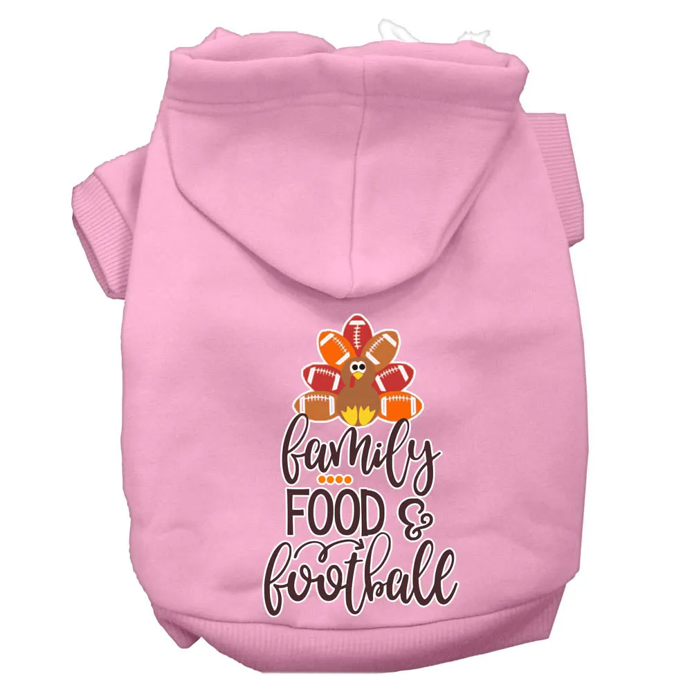 Family, Food, And Football Screen Print Dog Hoodie Light Pink L