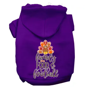 Family, Food, And Football Screen Print Dog Hoodie Purple L