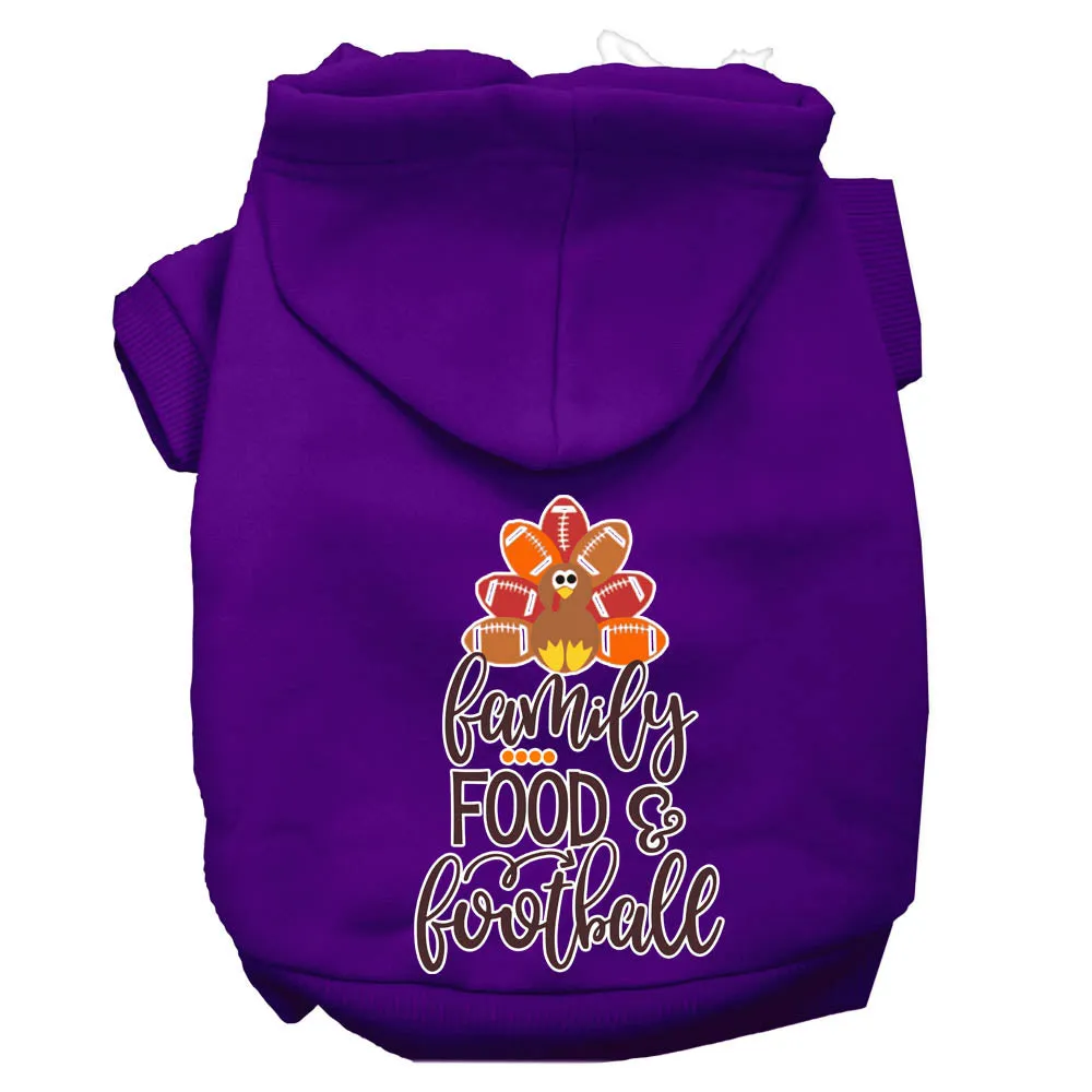 Family, Food, And Football Screen Print Dog Hoodie Purple Xs