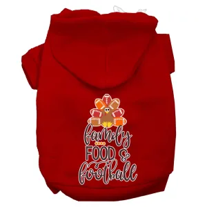 Family, Food, And Football Screen Print Dog Hoodie Red L