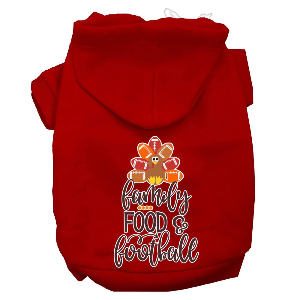 Family, Food, And Football Screen Print Dog Hoodie Red Xl