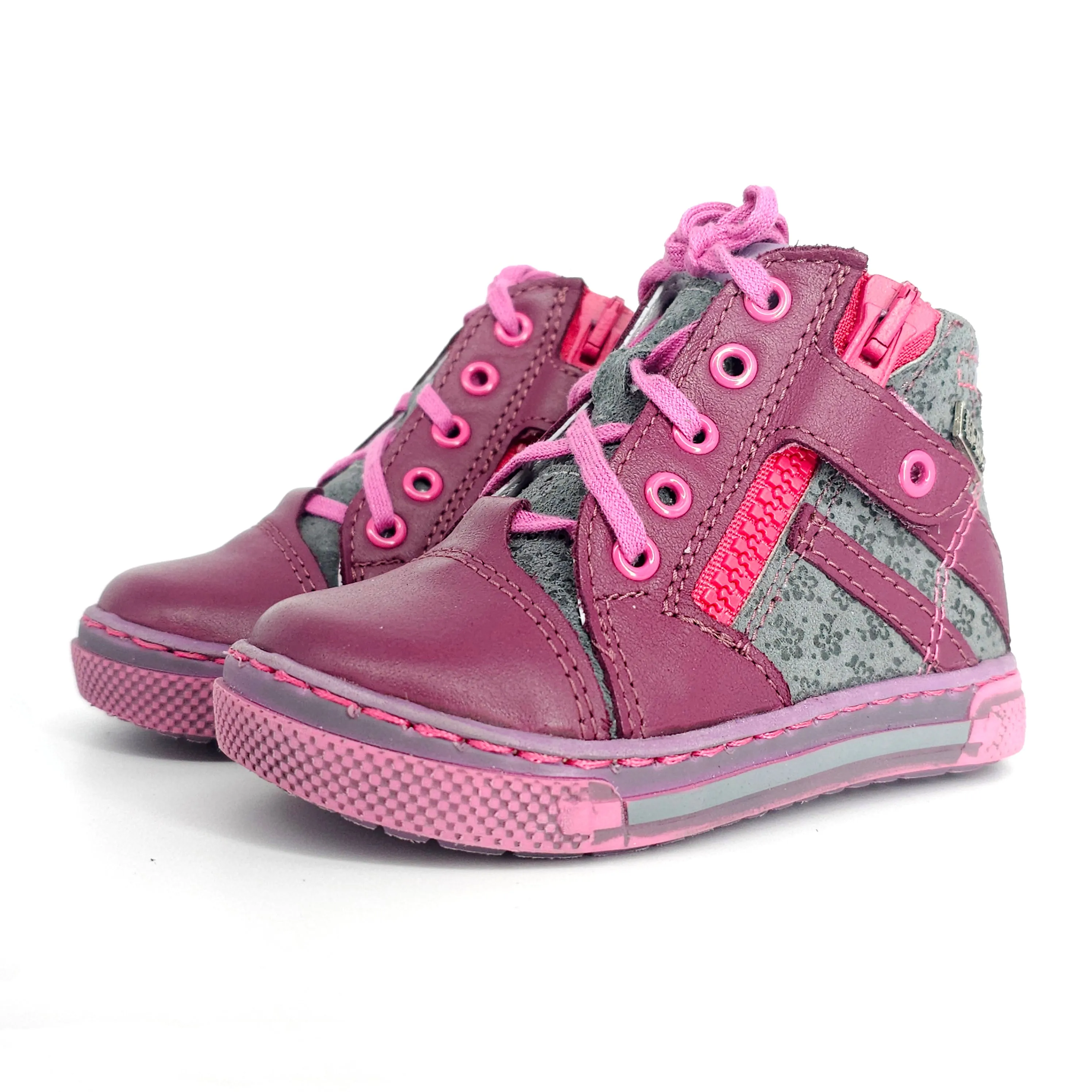 Girls High Zip Shoe In Purple