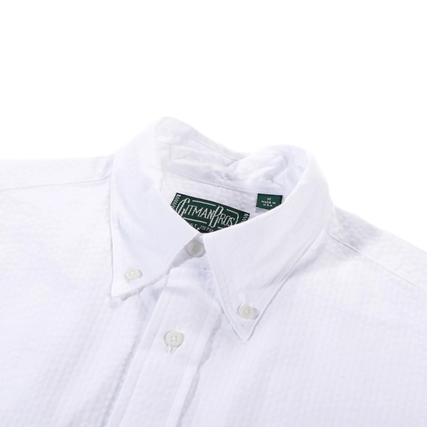 GITMAN VINTAGE BUTTON DOWN WHITE SEERSUCKER