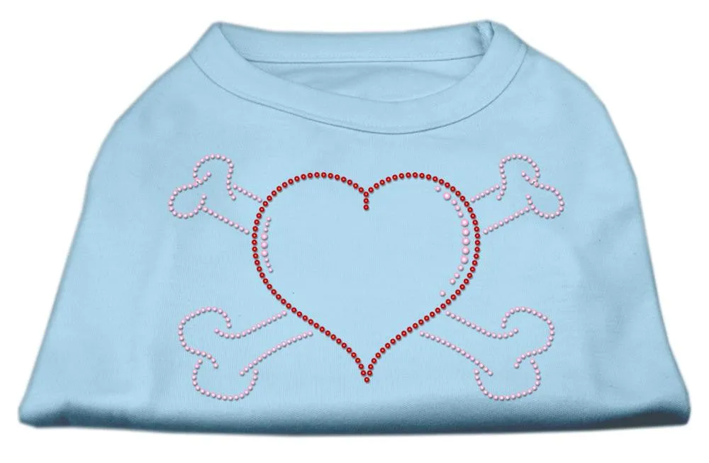 Heart and Crossbones Rhinestone Shirts Baby Blue XS (8)