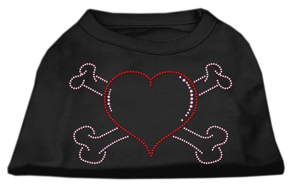 Heart and Crossbones Rhinestone Shirts Black XS (8)