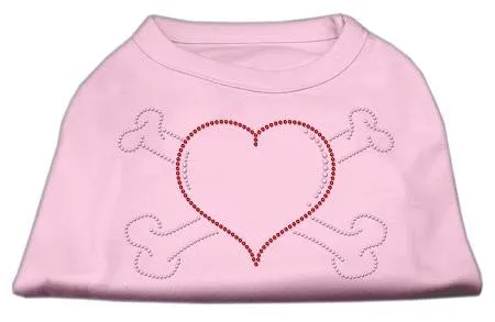 Heart and Crossbones Rhinestone Shirts Light Pink XL (16)